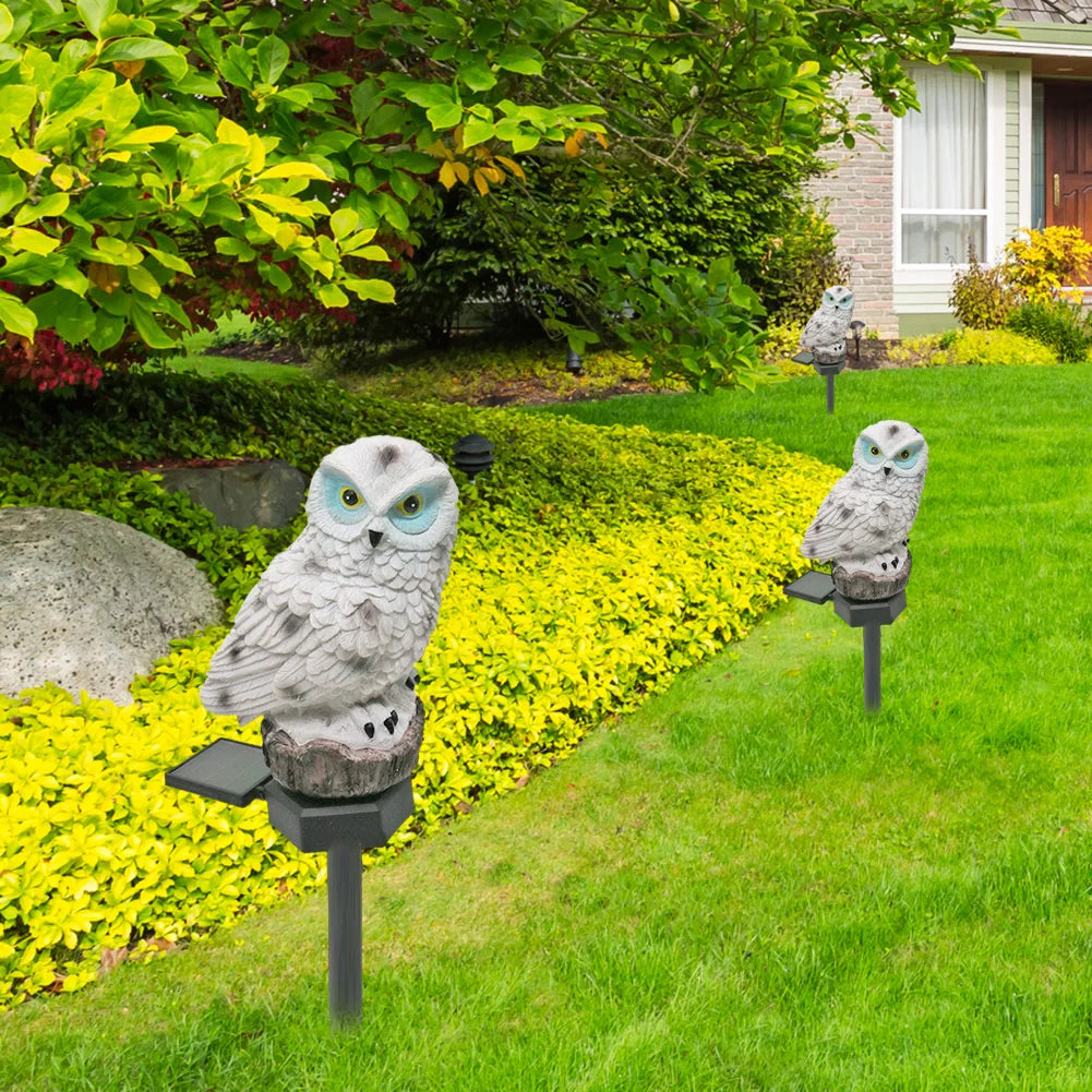 hibou pelouse veilleuse dans un jardin de maison