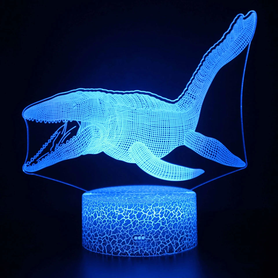 veilleuse baleine tactile qui change de couleur dans une chambre