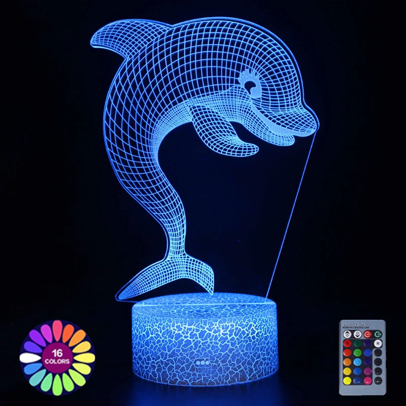 veilleuse baleine tactile qui change de couleur dans un restaurant