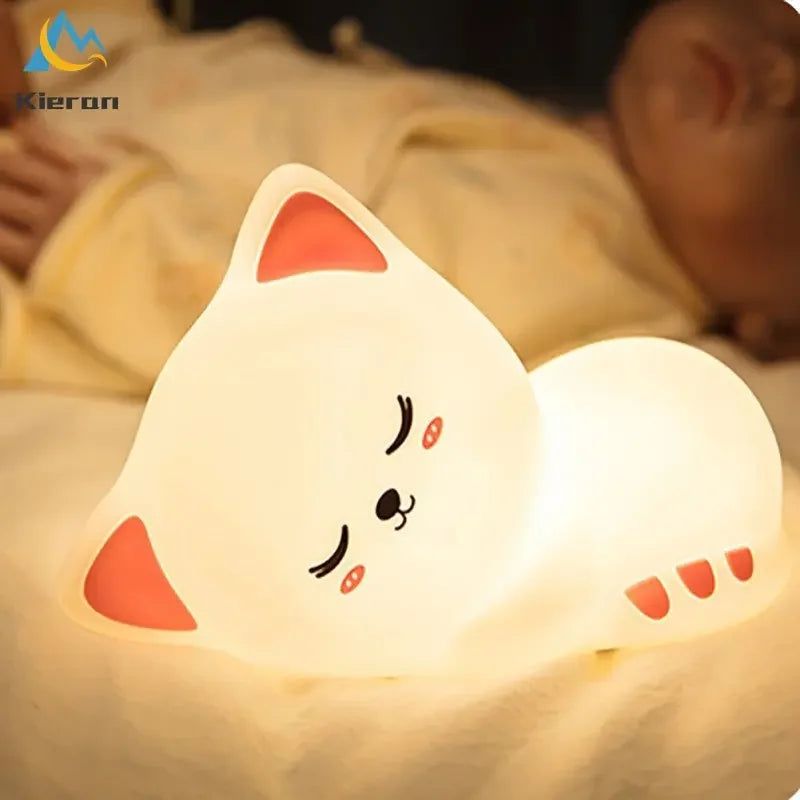 Veilleuse enfants rechargeables chat dans un salon
