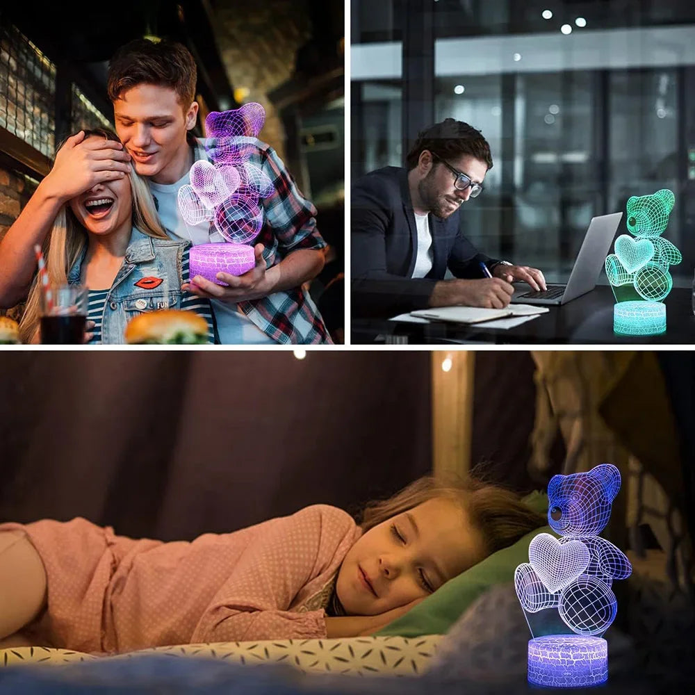 ourson lumineux veilleuse dans une chambre