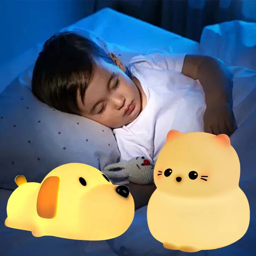 Veilleuse Chat silicone dans une chambre d'enfant