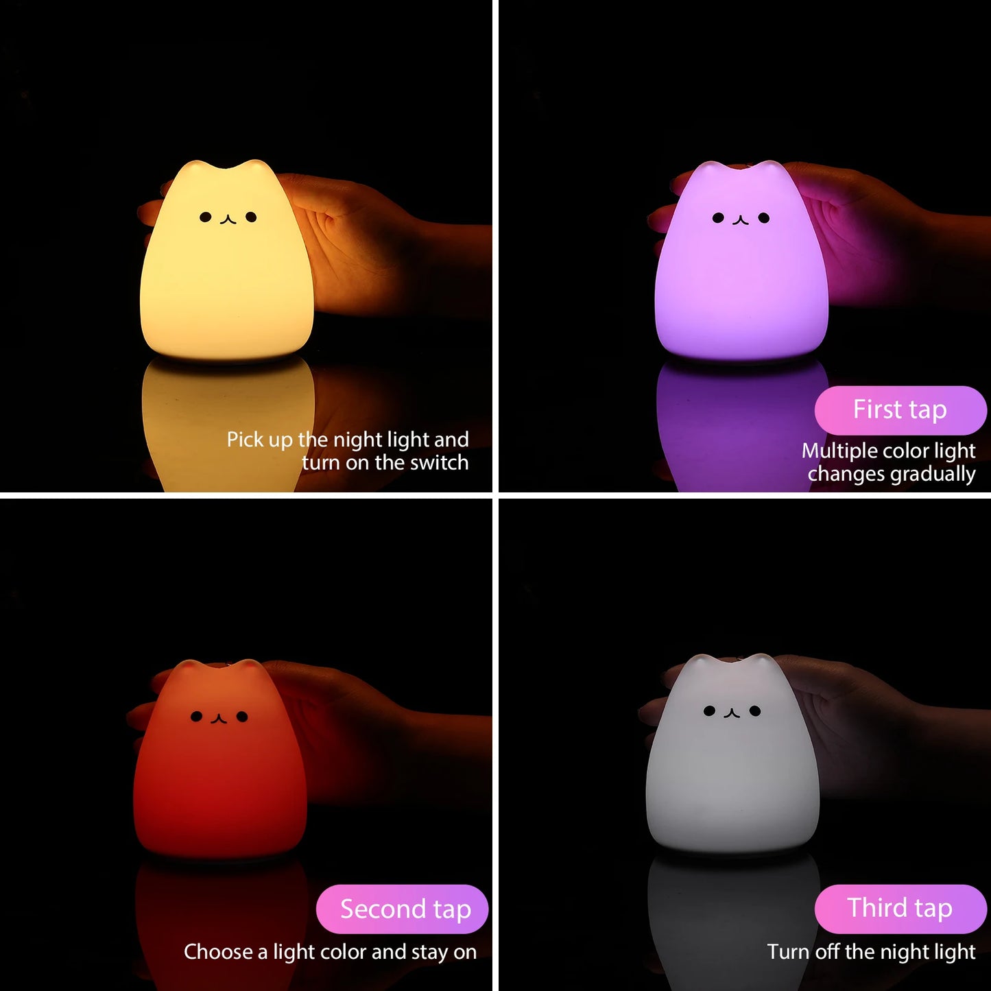 lampe veilleuse chat dans une chambre