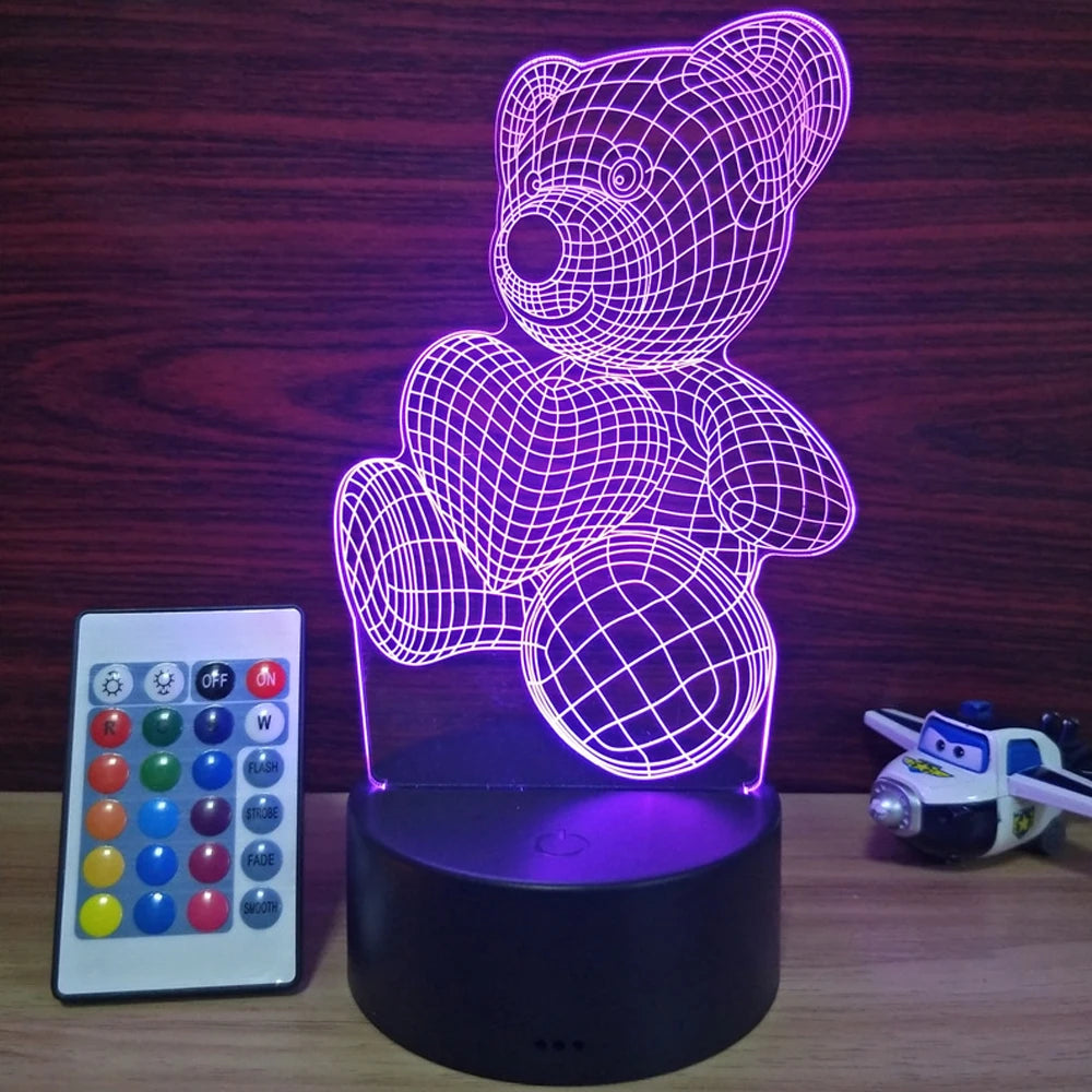 ourson lumineux veilleuse dans un bureau