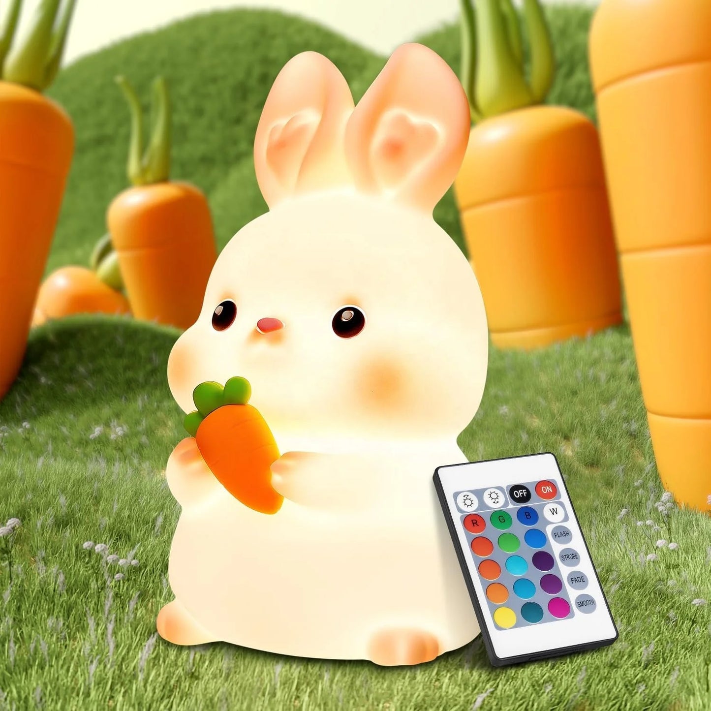 Veilleuse lapin rechargeable dans une chambre