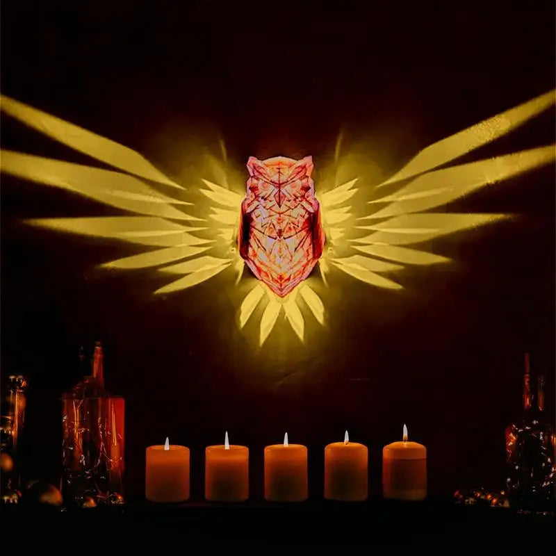 Veilleuse projecteur hibou dans un salon