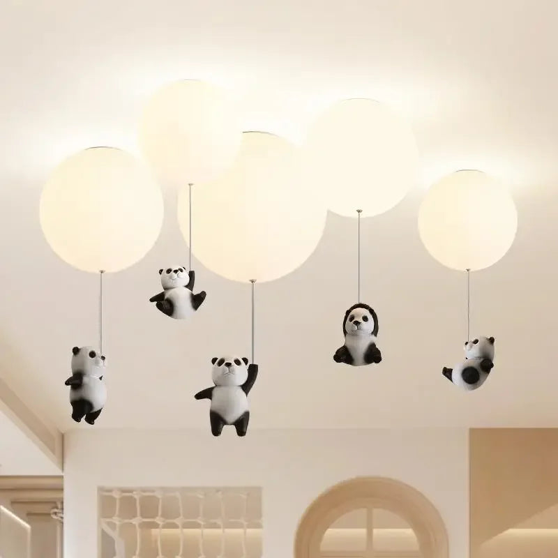 veilleuse panda plafond dans un salon