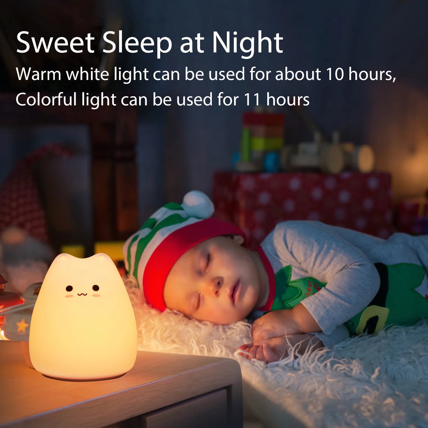 lampe veilleuse chat dans une chambre d'enfant