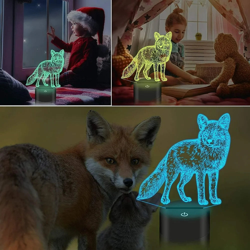 Petit renard veilleuse dans une chambre