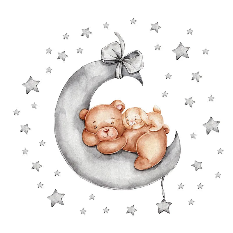 veilleuse lune et ourson dans un bureau