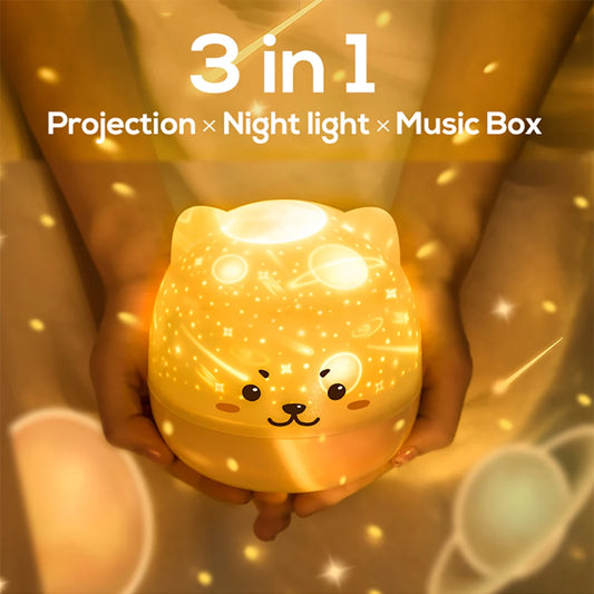 Veilleuse bébé musicale ourson dans un salon 