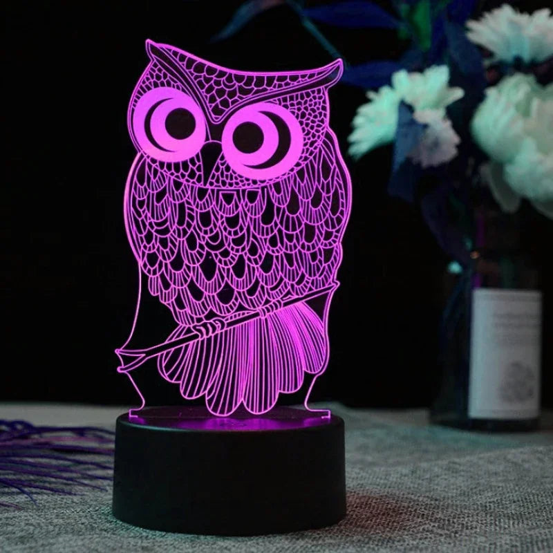 Veilleuse led hibou dans un restaurant 