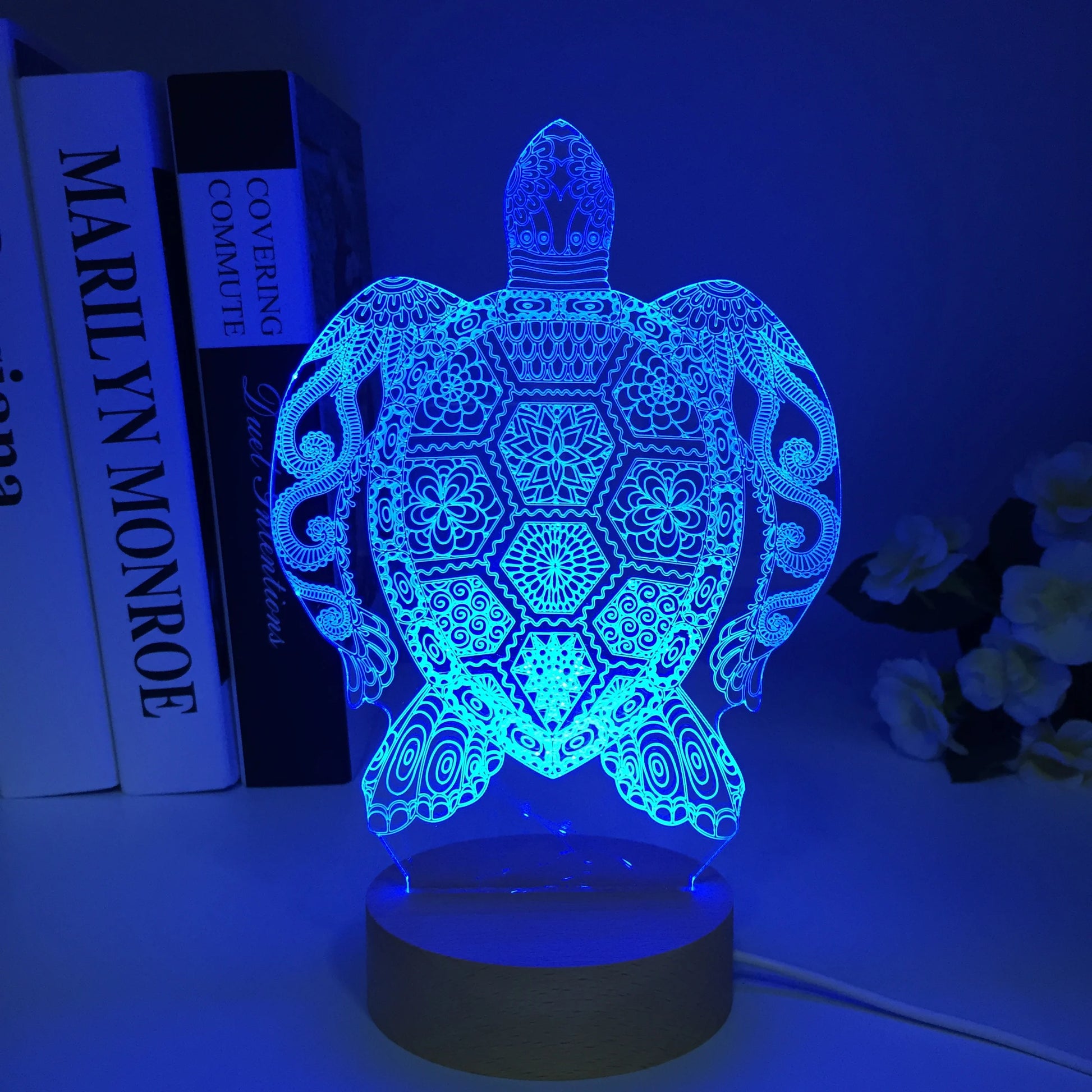Veilleuse tortue de mer dans un bureau 
