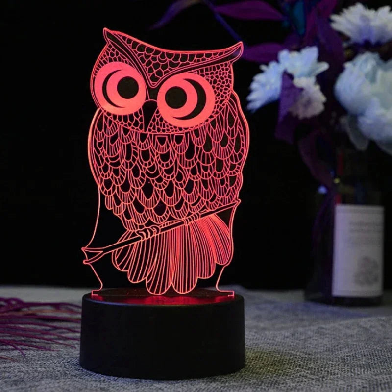 Veilleuse led hibou dans un bureau 