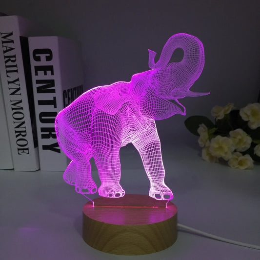 lampe veilleuse éléphant dans un salon 
