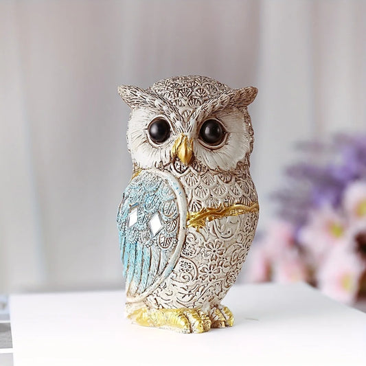 Veilleuse hibou porcelaine dans un salon 