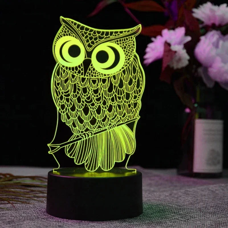 Veilleuse led hibou dans une chambre 