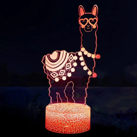 Veilleuse led lama dans un salon 