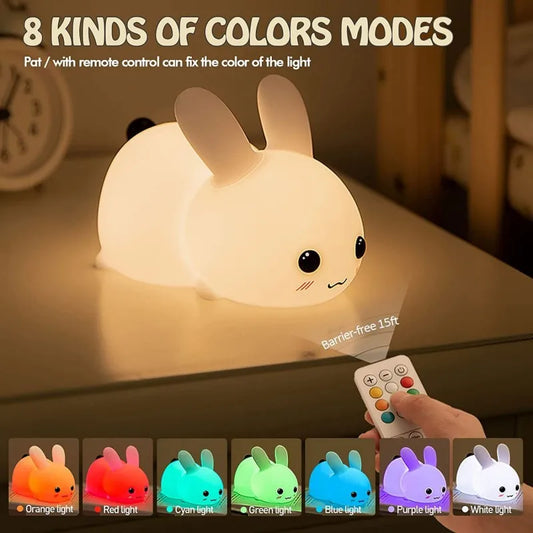 Petite Veilleuse Lampe Lapin avec Télécommande dans un salon 