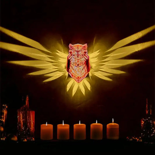 Veilleuse projecteur hibou dans un salon 
