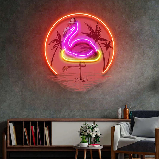 Tropicool Flamant Rose Veilleuse dans un salon 