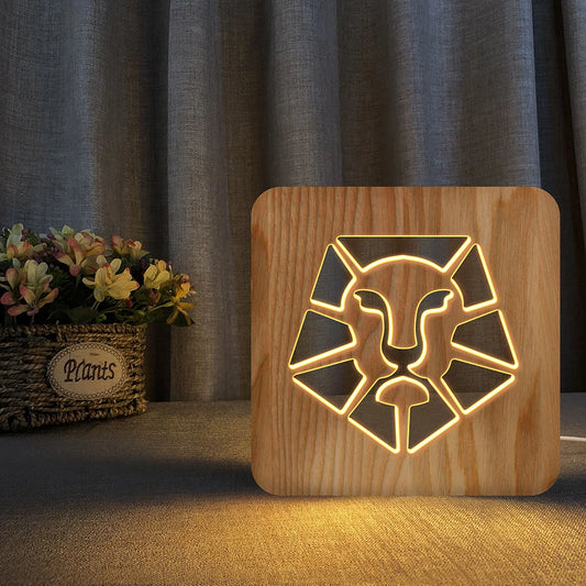 Veilleuse petit lion dans un salon 